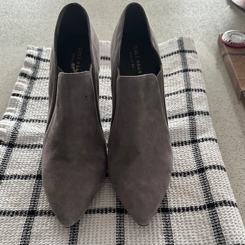 Cole Haan Women's Taupe Suede Ankle Booties